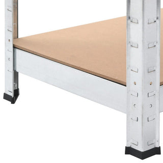 vidaXL Work Table Storage Rack with Shelves Silver Steel and Engineered Wood
