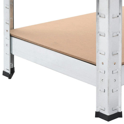 vidaXL Work Table Storage Rack with Shelves Silver Steel and Engineered Wood