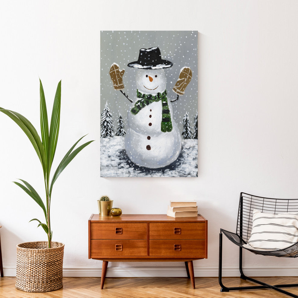 Wintery Snowman 24x36 Canvas Wall Art