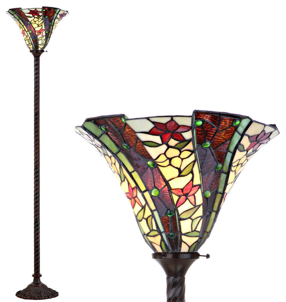 Williams Tiffany-Style 71" Torchiere Floor Lamp, Bronze