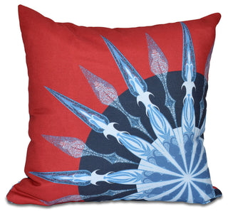 Sailor'S Delight, Geometric Print Pillow, Red, 16"x16"