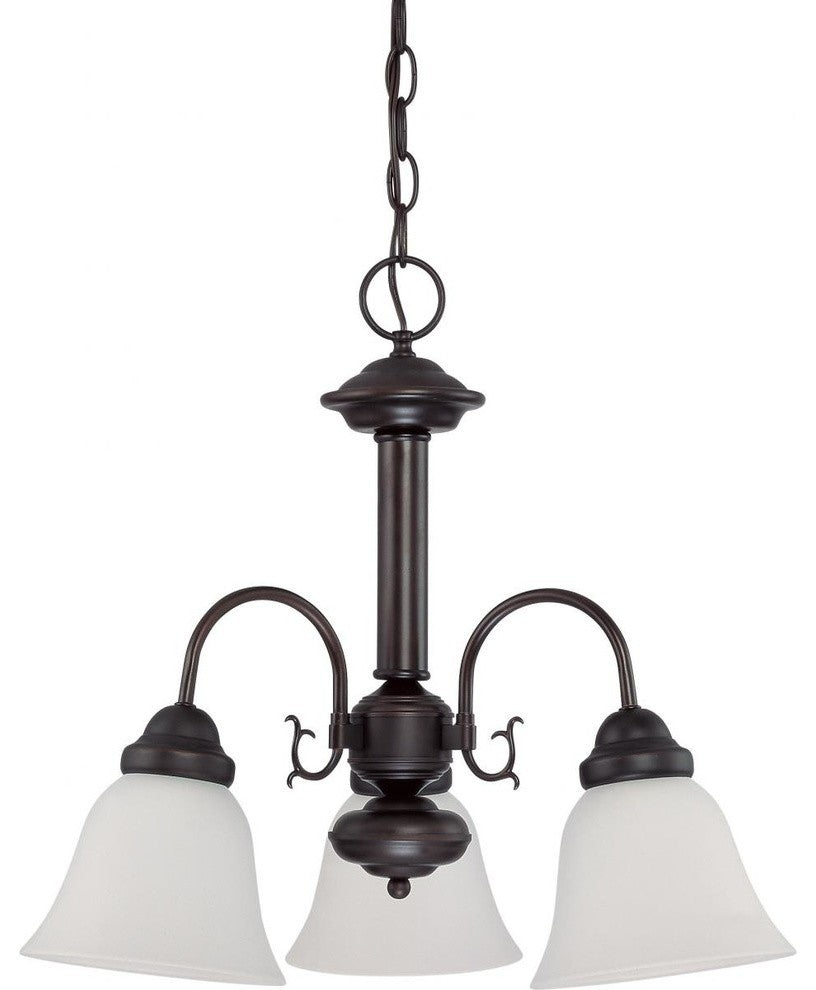 3 Light - Ballerina LED Chandelier - Mahogany Bronze Finish - Frosted Glass
