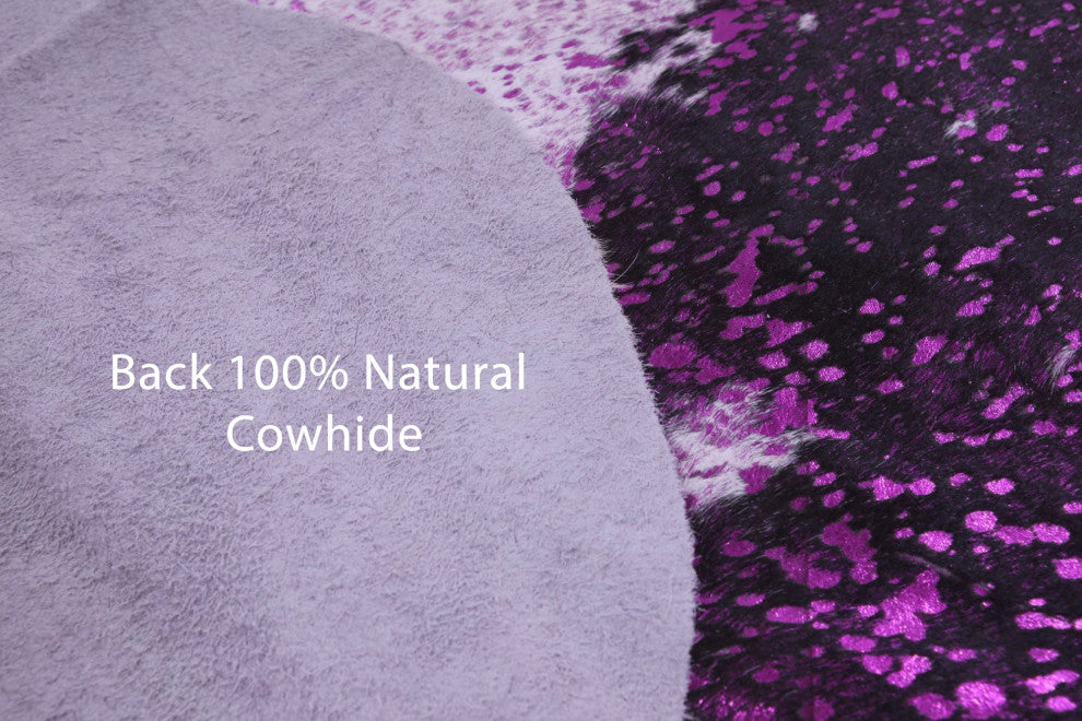 Pink Metallic Cowhide Rug 6' 6" X 6' 1" C2149