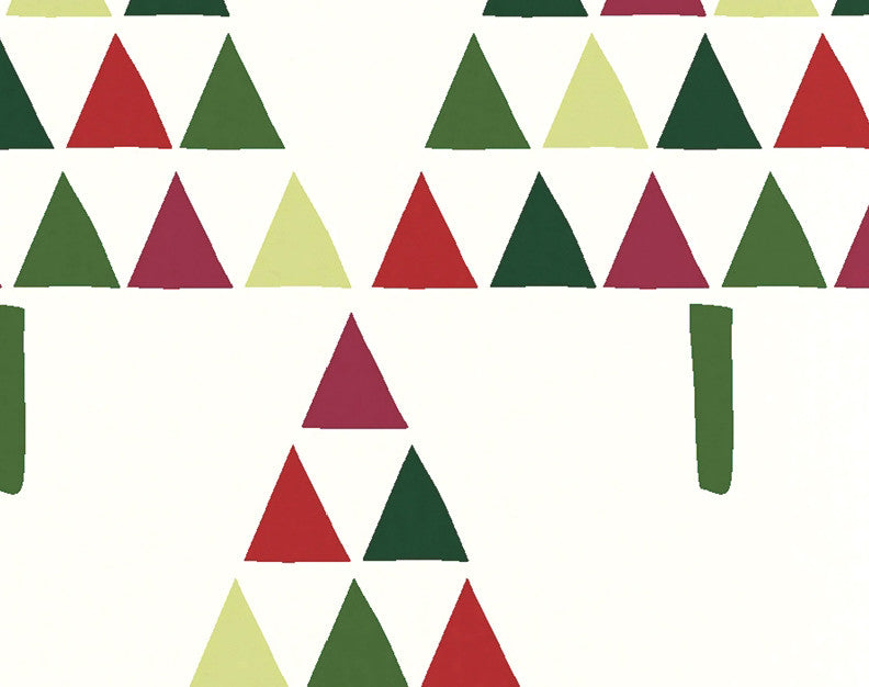 Triangle Trees 2 Holiday Geometric Print Kitchen Towel, Cream