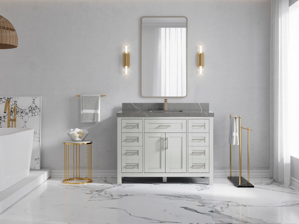 Cambridge 48 Single Sink Bath Vanity in Coventry Gray 2" Piatra Gray
