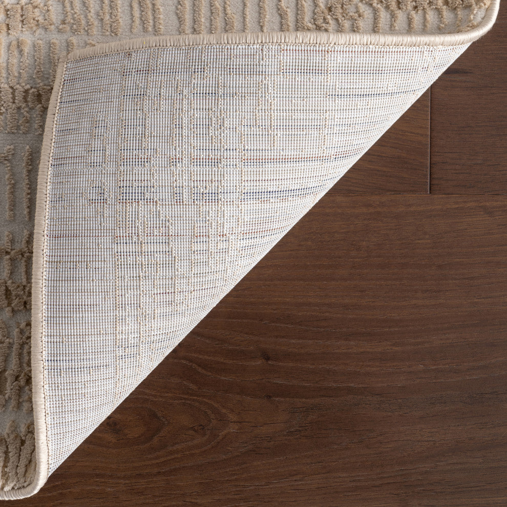 Caylee Abstract Machine Washable Area Rug, Sand 6'