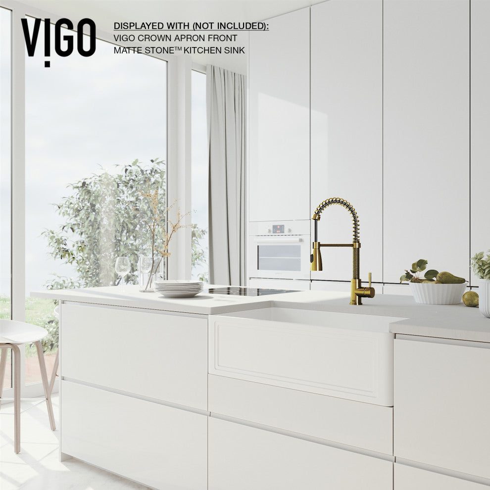VIGO Brant 19" H Single Handle Pull-Down Sprayer Kitchen Faucet, Matte Brushed Gold, Without Extras