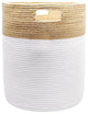 19" White and Natural Jute Woven Rope Basket