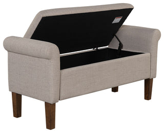 510 Design Aubrey Upholstered Storage Bench, Cream, Bench