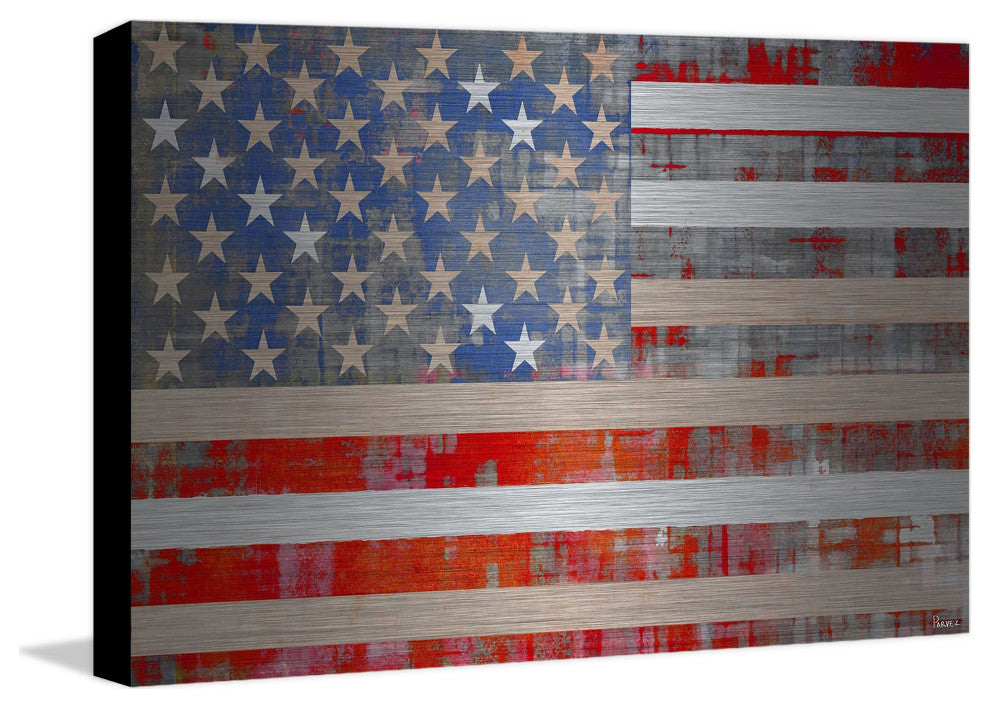 "American Dream" Wall Art, 36"x24", Brushed Aluminum