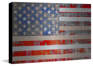 "American Dream" Wall Art, 36"x24", Brushed Aluminum