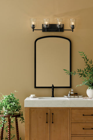 Shailene 29.75" 4-Light Vanity Light With Clear Glass, Black