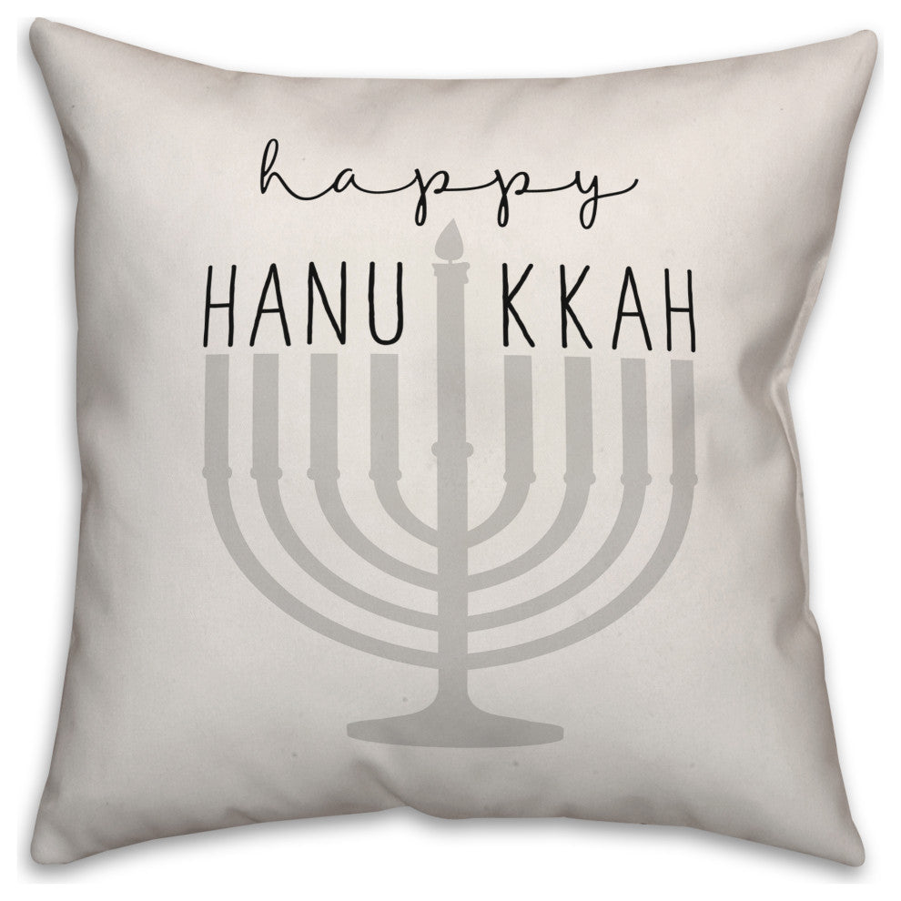 Happy Hanukkah Menorah 18"x18" Throw Pillow