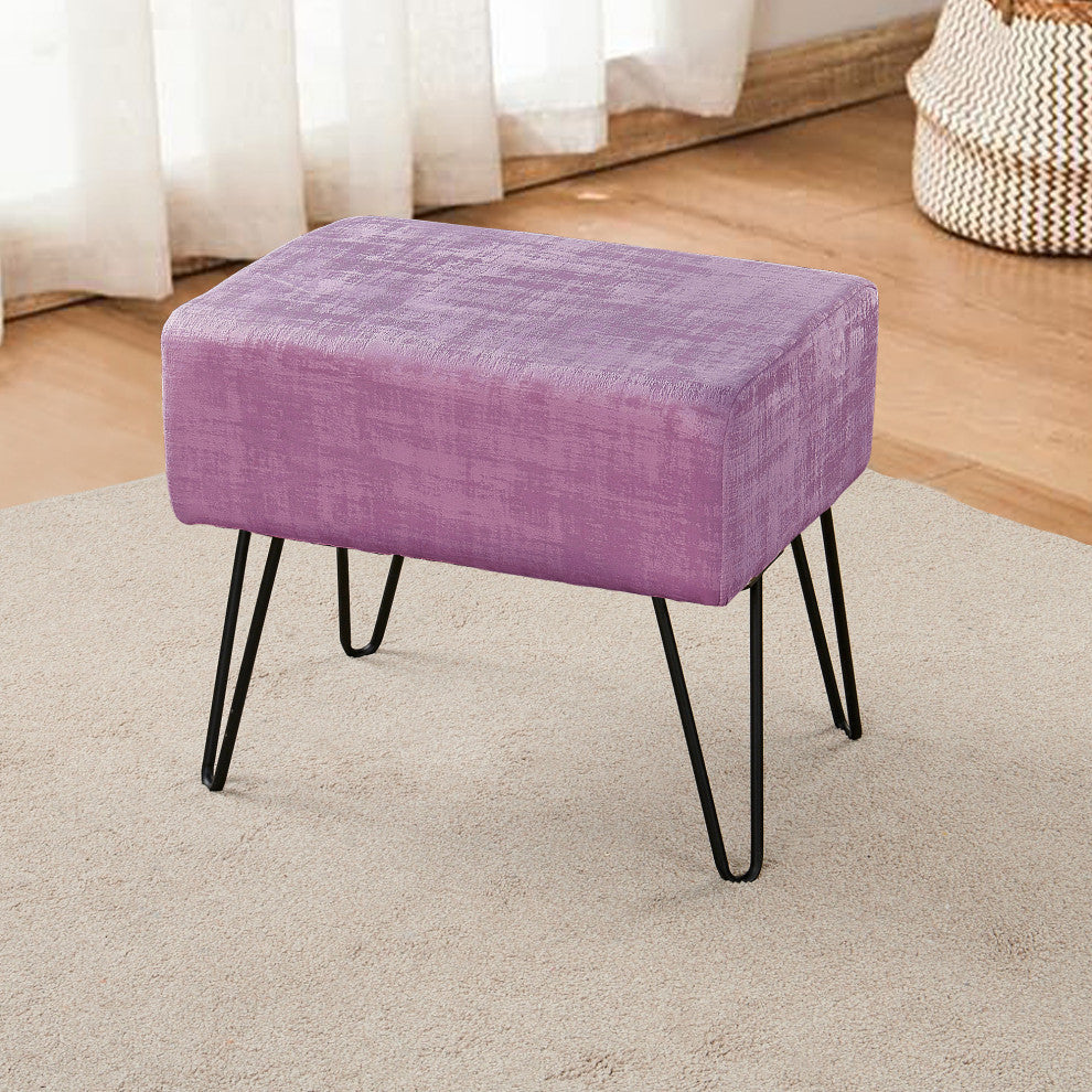 Textured Velvet Ottoman, Mauve Shadows