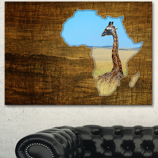 Africa Wildlife Map Design, Abstract Canvas Artwork, 40"x30"