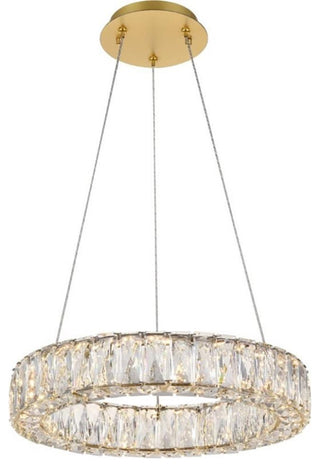 Elegant Lighting Monroe 17.7" Round Royal Cut Crystal LED Chandelier in Gold
