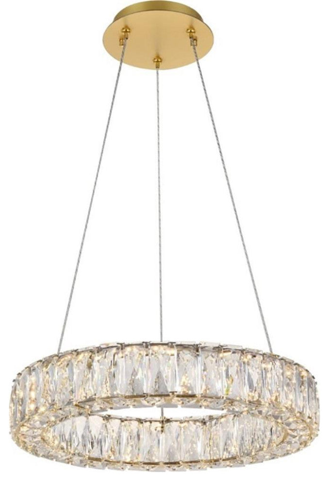 Elegant Lighting Monroe 17.7" Round Royal Cut Crystal LED Chandelier in Gold
