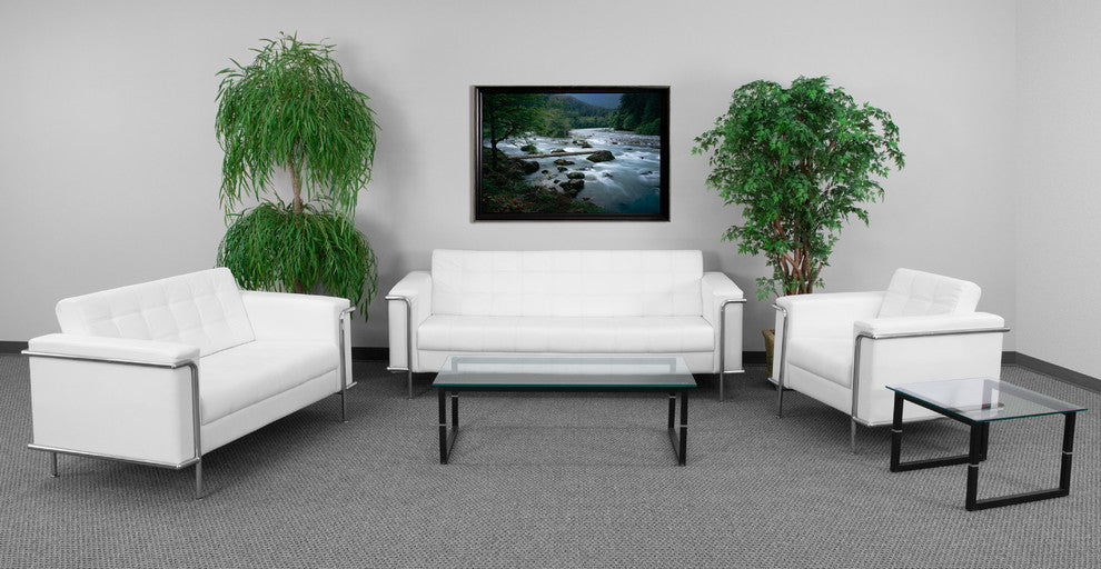 Lesley Series Melrose White LeatherSoft Sofa with Encasing Frame