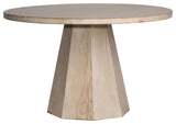 Xavier 48" Round Reclaimed Pine Light Wash Pedestal Dining Table
