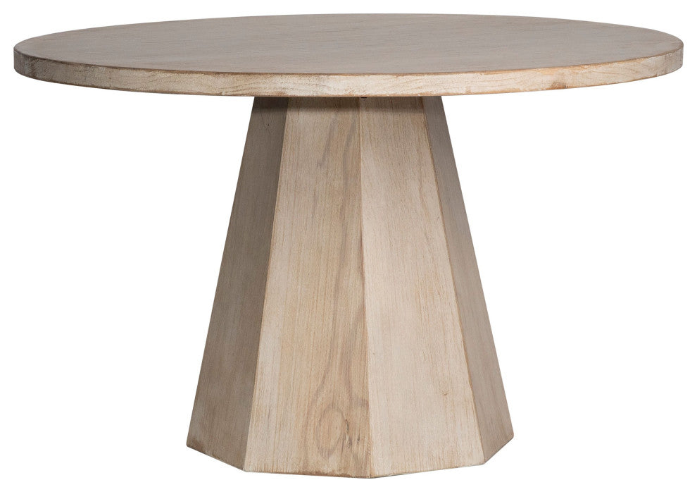 Xavier 48" Round Reclaimed Pine Light Wash Pedestal Dining Table