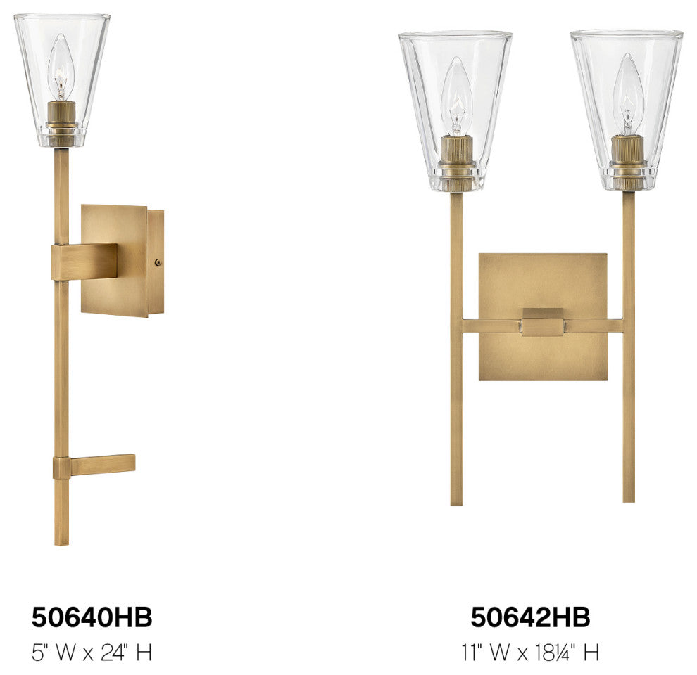 Hinkley Auden Medium Two Light Vanity, Heritage Brass