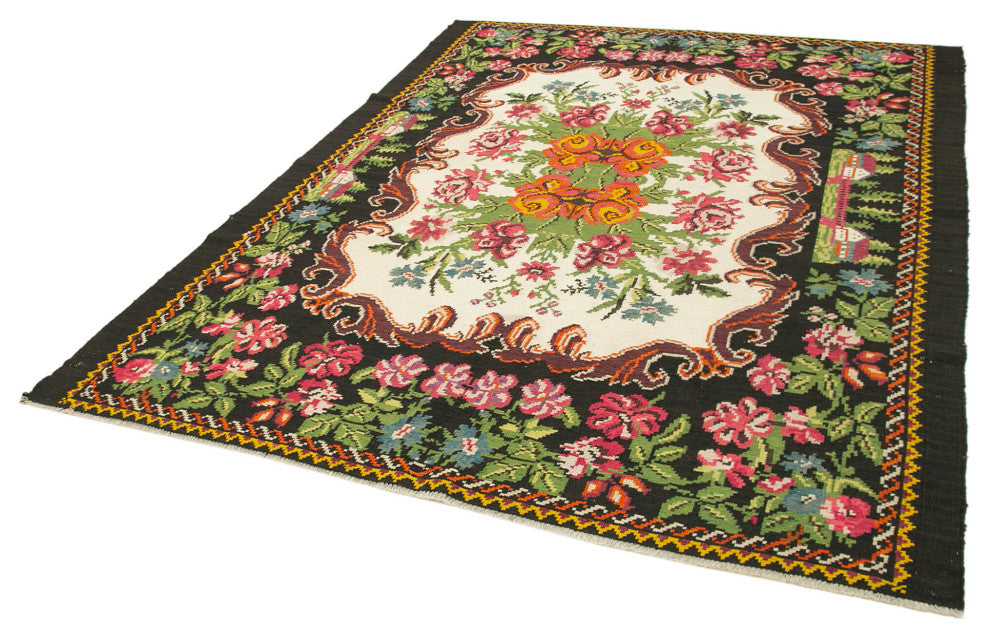 Rug N Carpet - Handmade Moldovan 6' 10'' x 8' 10'' Antique Rose Kilim Rug