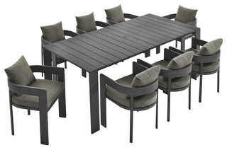 Tahoe 9-Piece Aluminum Dining Set, Gray Charcoal