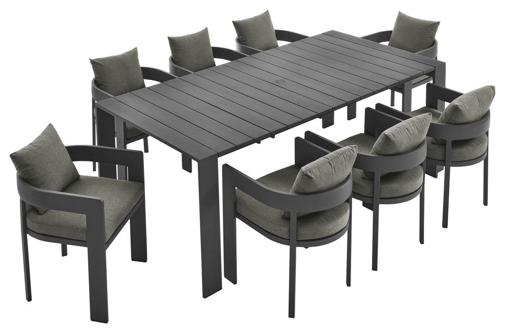 Tahoe 9-Piece Aluminum Dining Set, Gray Charcoal