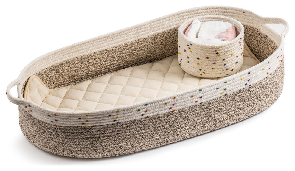 Macrame Boho Theme Moses Basket for Babies, Handmade, 100% Cotton Rope