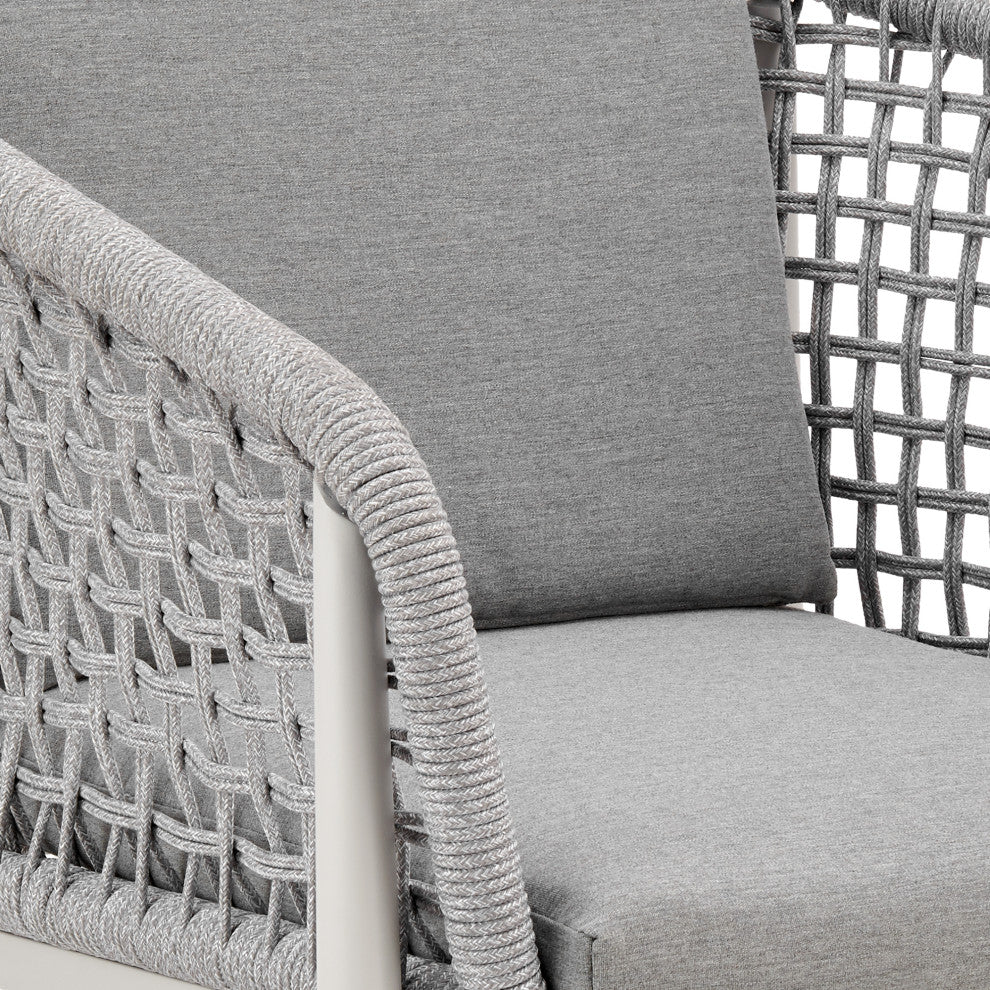 Rhodes Outdoor Patio Dining Chair, Light Gray Rope/Cushions Set of 2