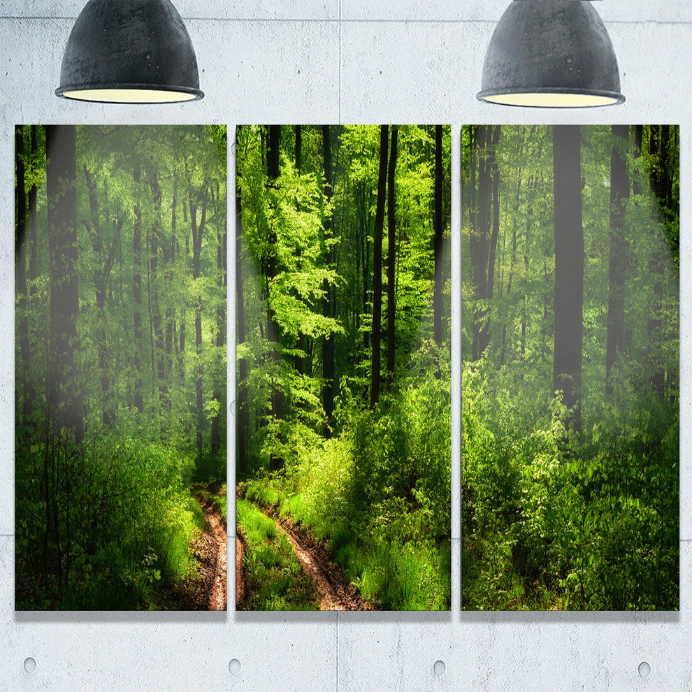 "Fascinating Greenery in Wild Forest" Forest Metal Wall Art, 3 Panels, 36"x28"