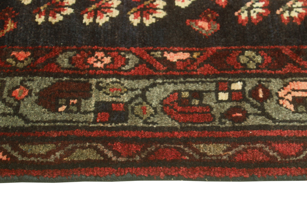 Fine Vintage Distressed Talha Charcoal/Red Runner, 3'8 x 9'4