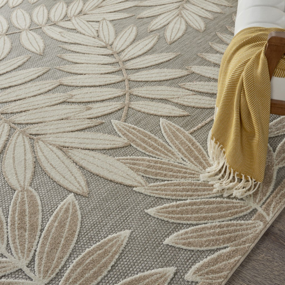 7 x 10 Natural Leaves Indoor Outdoor Area Rug
