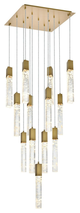 Aurora 13 Light Pendant in Satin Gold And Clear