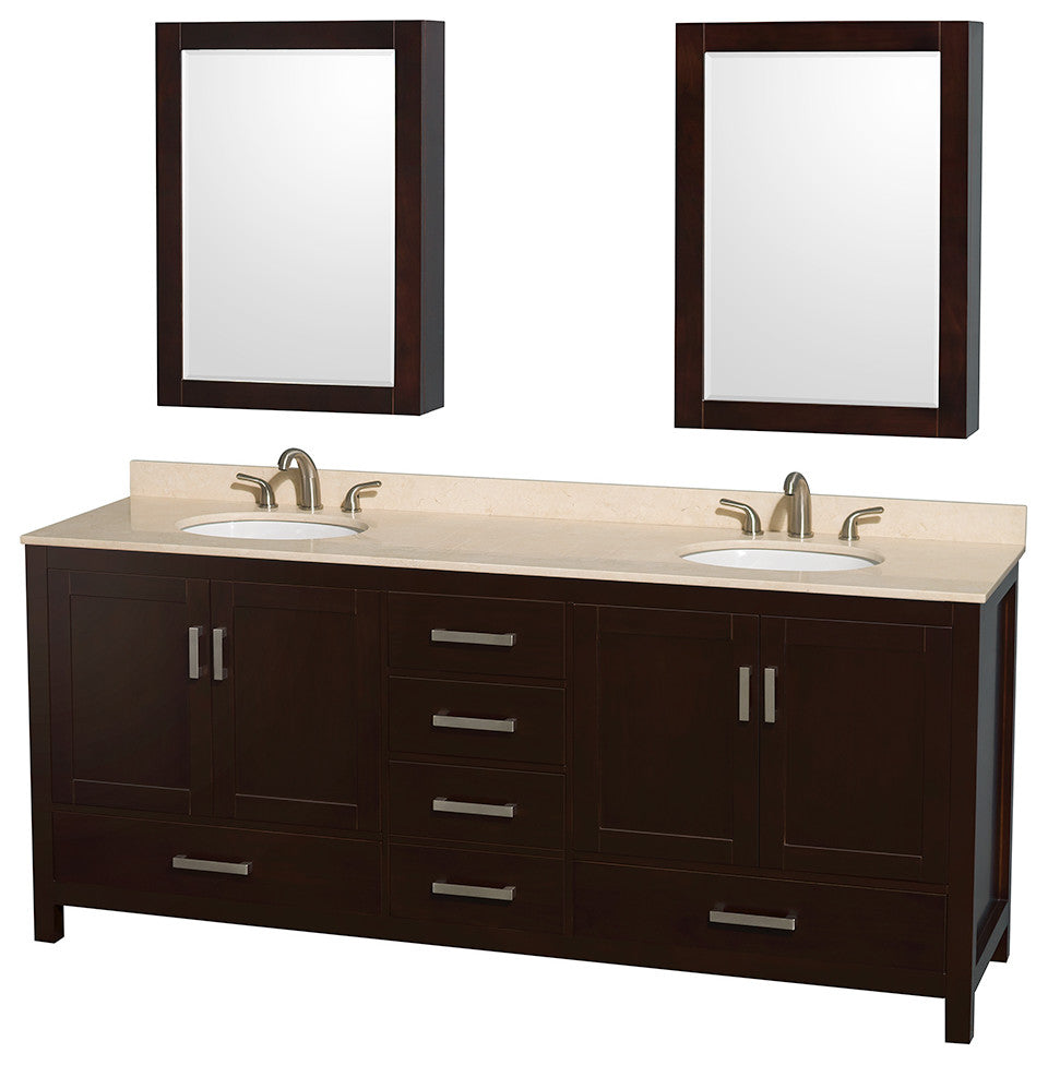 Wyndham WCS141480DESIVUNOMED Espresso Finish 80 Inch Double Bathroom Vanity
