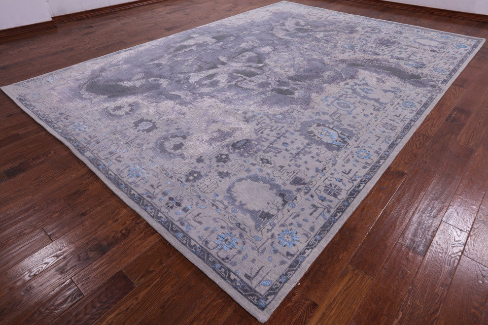 Fish Design Wool and Silk Modern Hand Knotted Rug9' 11" X 14' 0"- Q7245