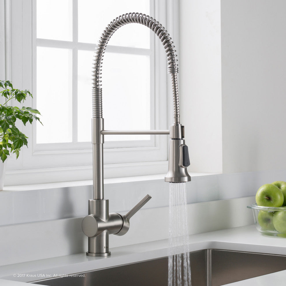 Britt Commercial Style 3-Function Pull-Down 1-Handle 1-Hole Kitchen Faucet, Spot Free Stainless Steel With Soap Dispenser