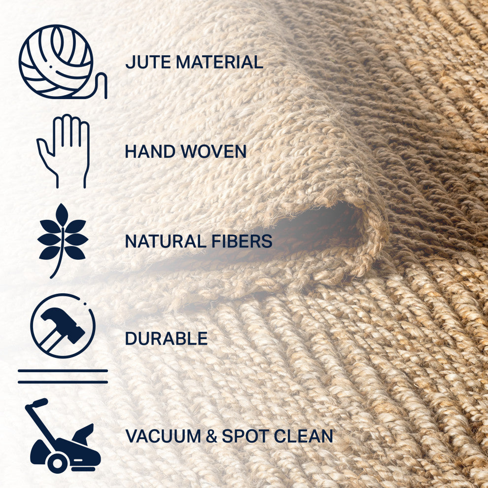 Espina Hand Woven Herringbone Chunky Jute Natural 6 ft. x 9 ft. Area Rug