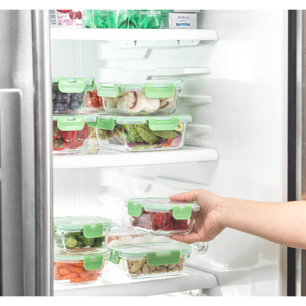 24 Piece Glass Storage Containers With Leakproof Lids Set Green