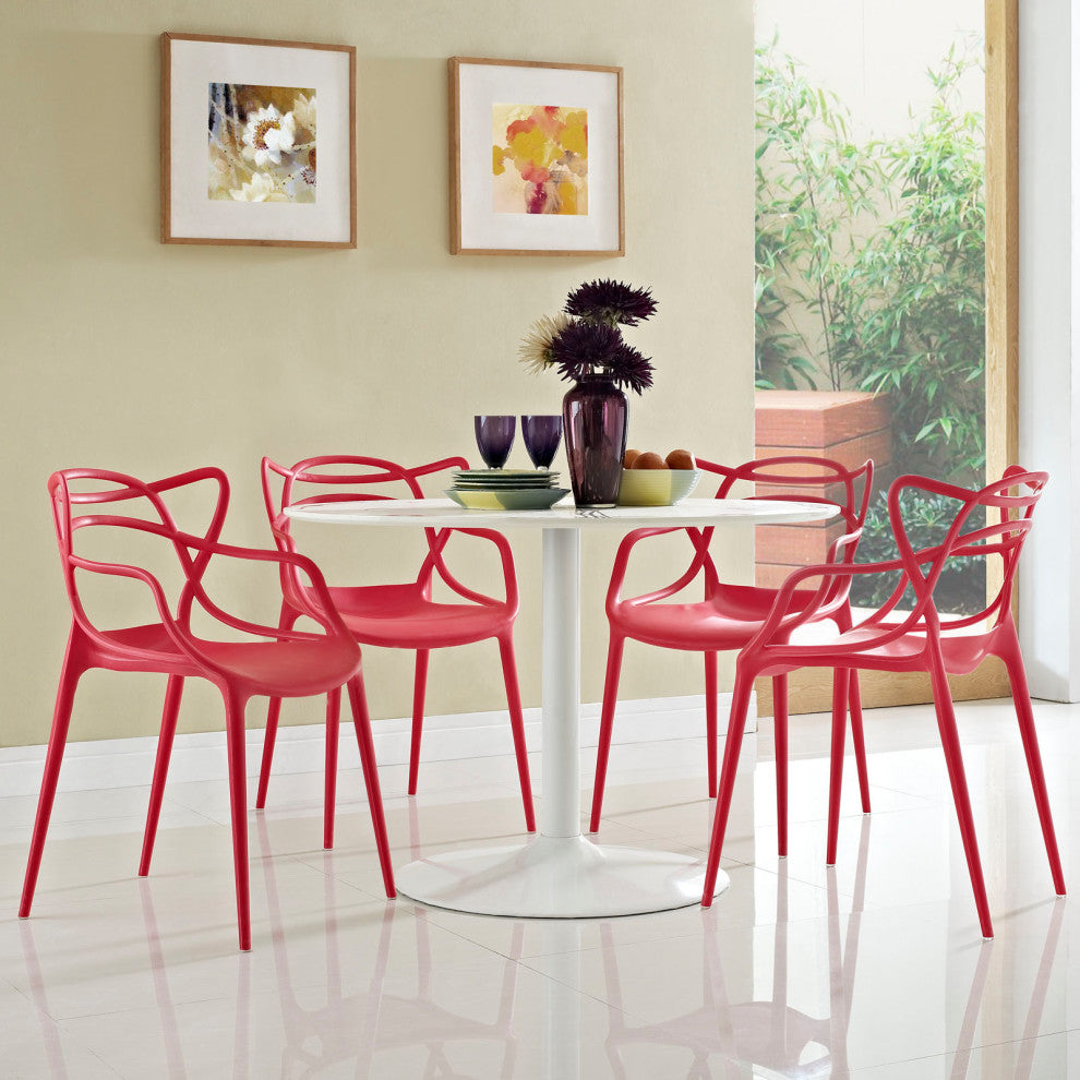 Modern Red Entangled Dining Set Set of 4