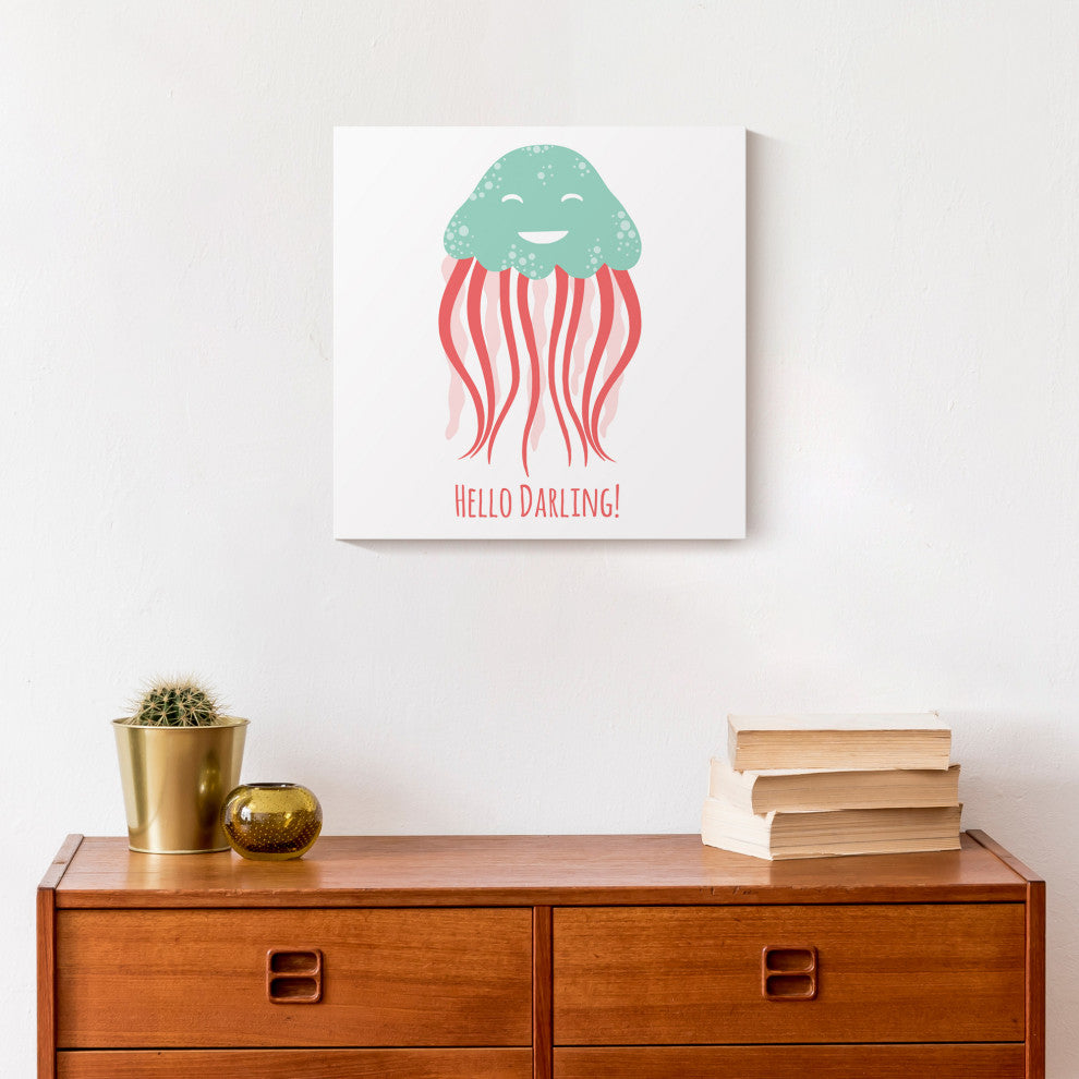 Hello Darling Jellyfish 12x12 Canvas Wall Art