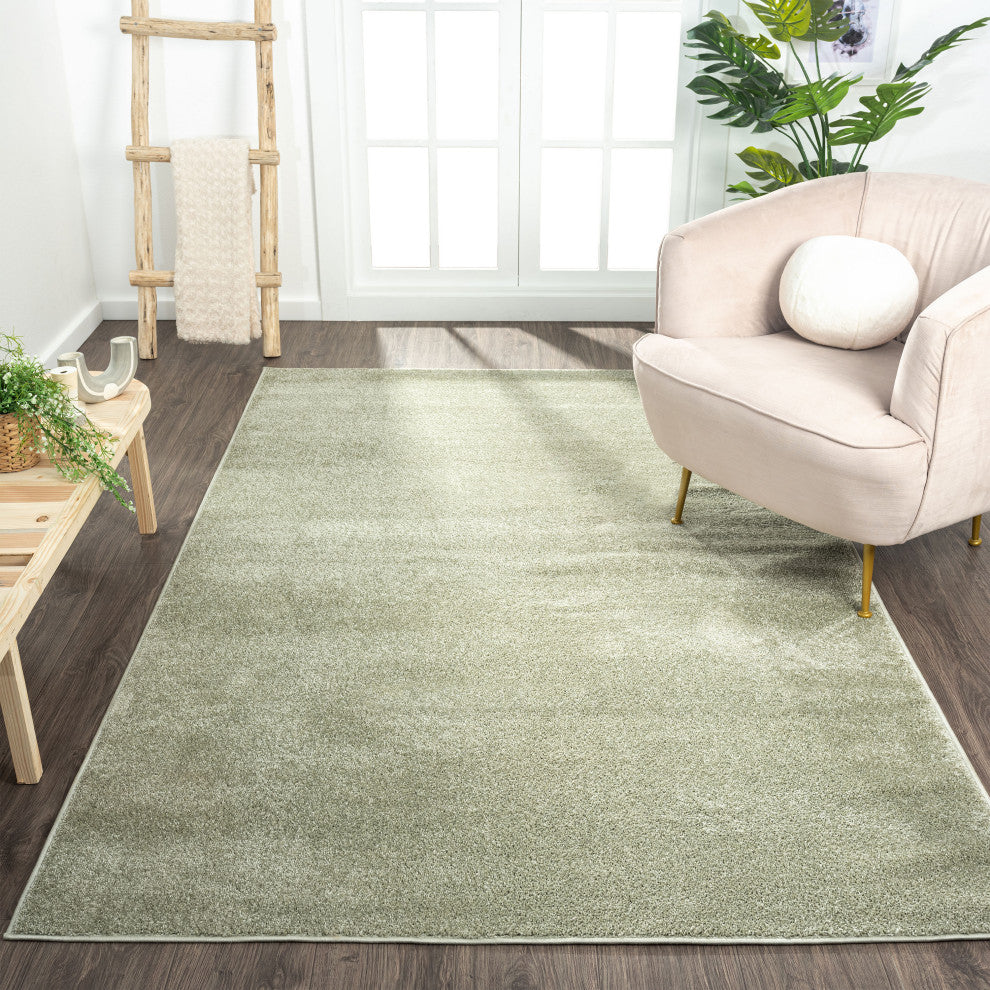 Haze Solid Low-Pile Green 10 ft. x 14 ft. Area Rug