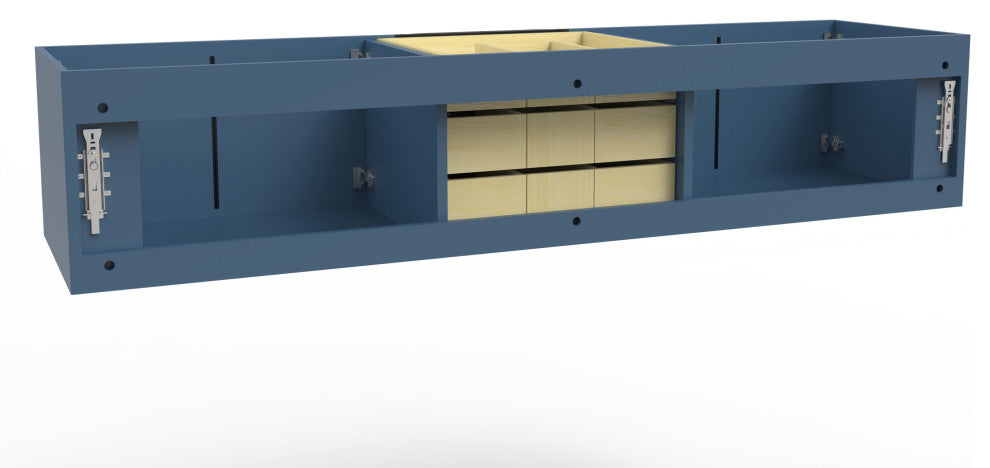 CastelloUSA Alpine 72" Wall Mounted Vanity, Base Only, Blue, Black Handles