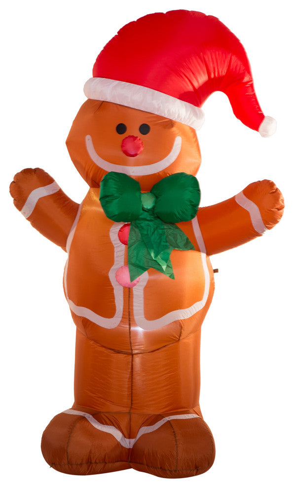 8' Lighted Inflatable Gingerbread Man Decor