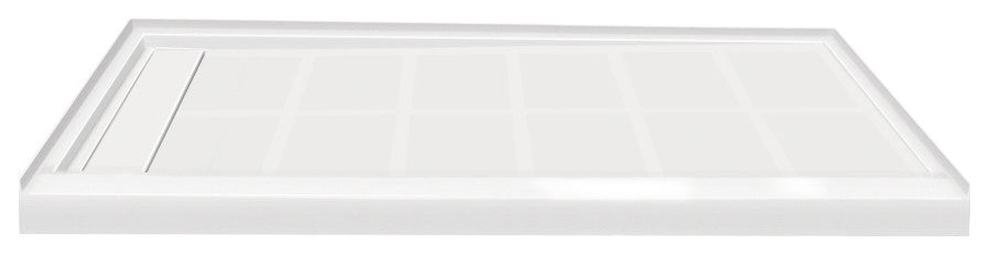 Transolid Linear 60"x36" Rectangular Shower Base with Left Hand Drain, White