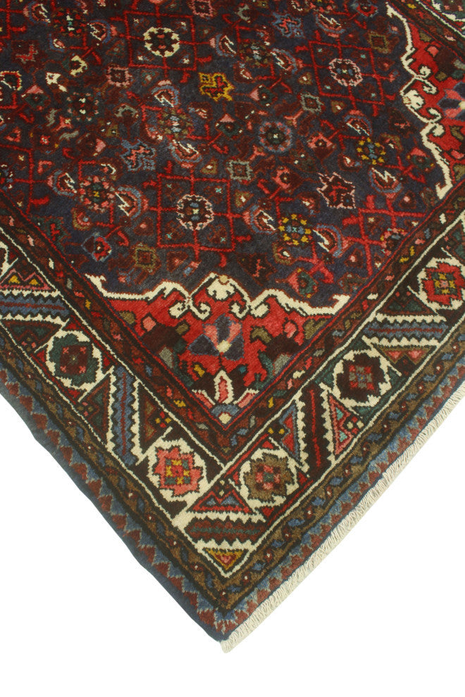 Fine Vintage Distressed Santos Blue/Ivory Runner, 3'4x10'0