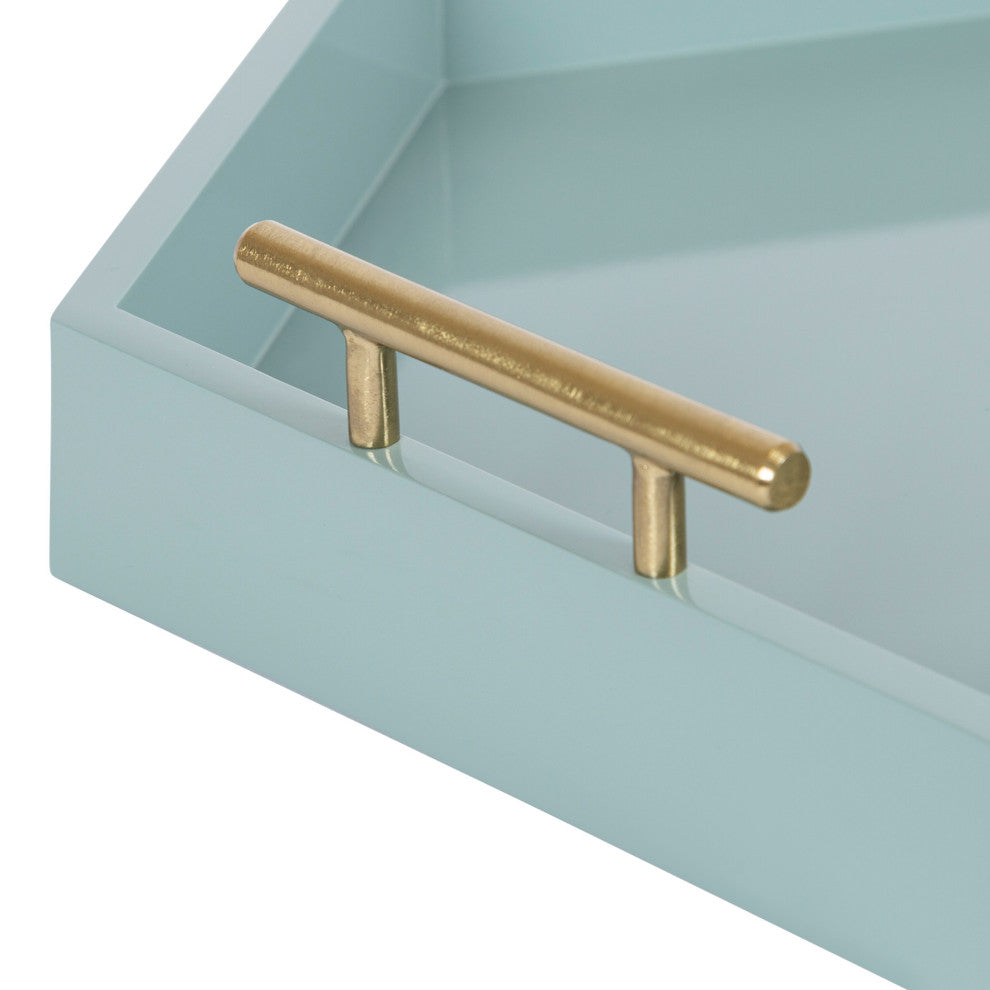 Lipton Hexagon Decorative Tray With Metal Handles, Blue, 18x18