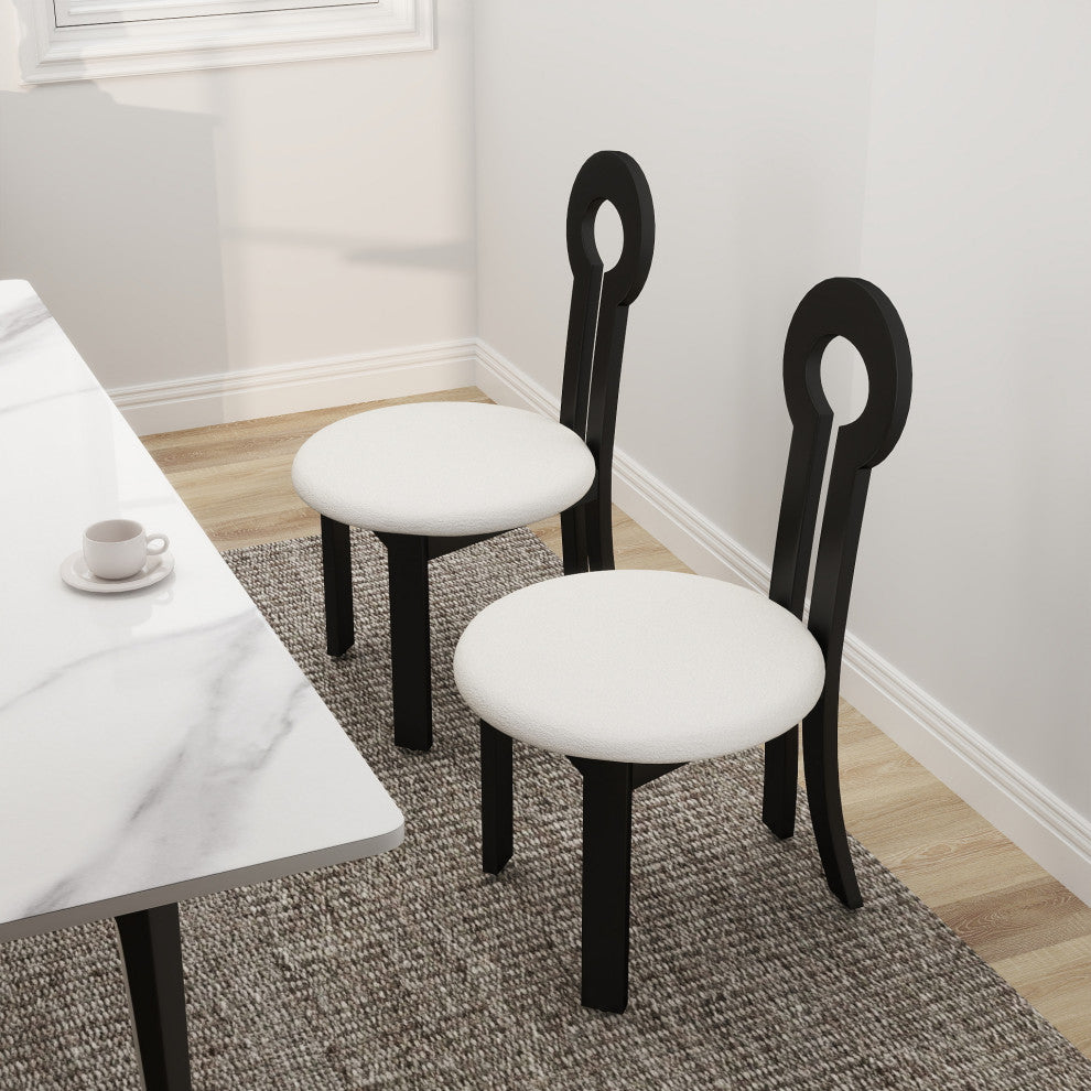 GDF Studio Vintage Armless Rubber Solid Wood Dining Chair, Set of 2, Black/White
