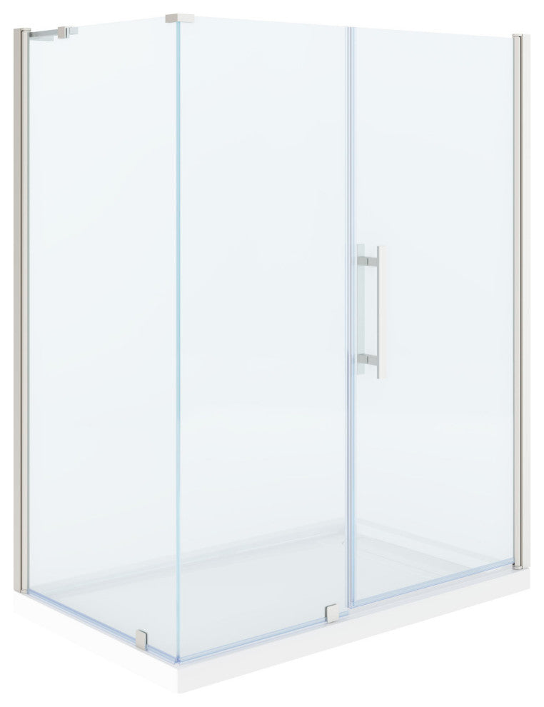 Pasadena 60"Wx36"Dx74 3/4"H Corner Pivot Shower Kit Nickel Base