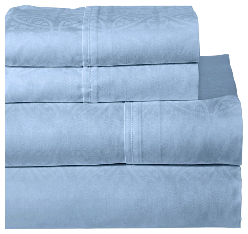 Pointehaven 300TC Printed Sheet Set, Blue, Twin XL